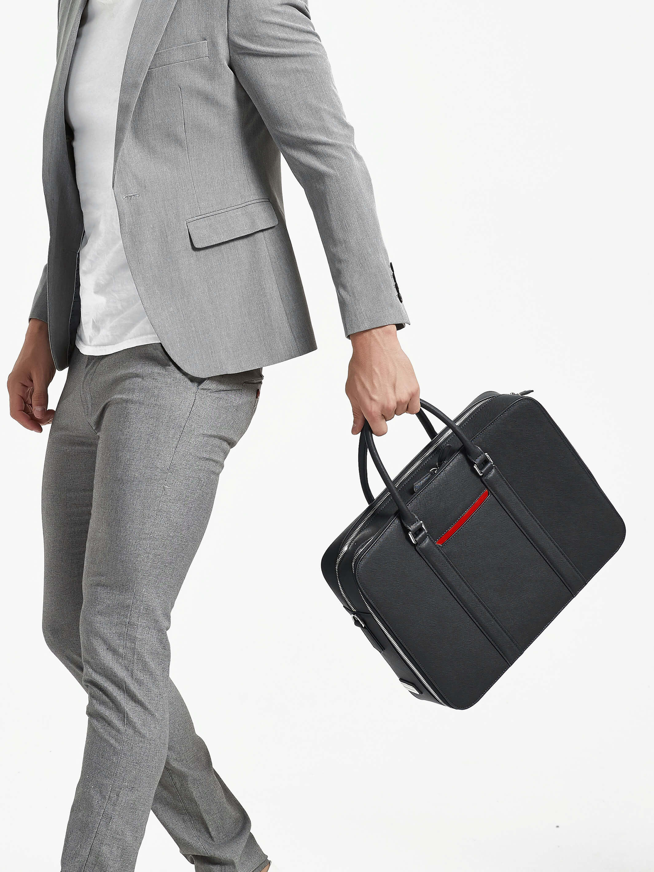 Manhattan Double-Zip Leather Briefcase - Image 15