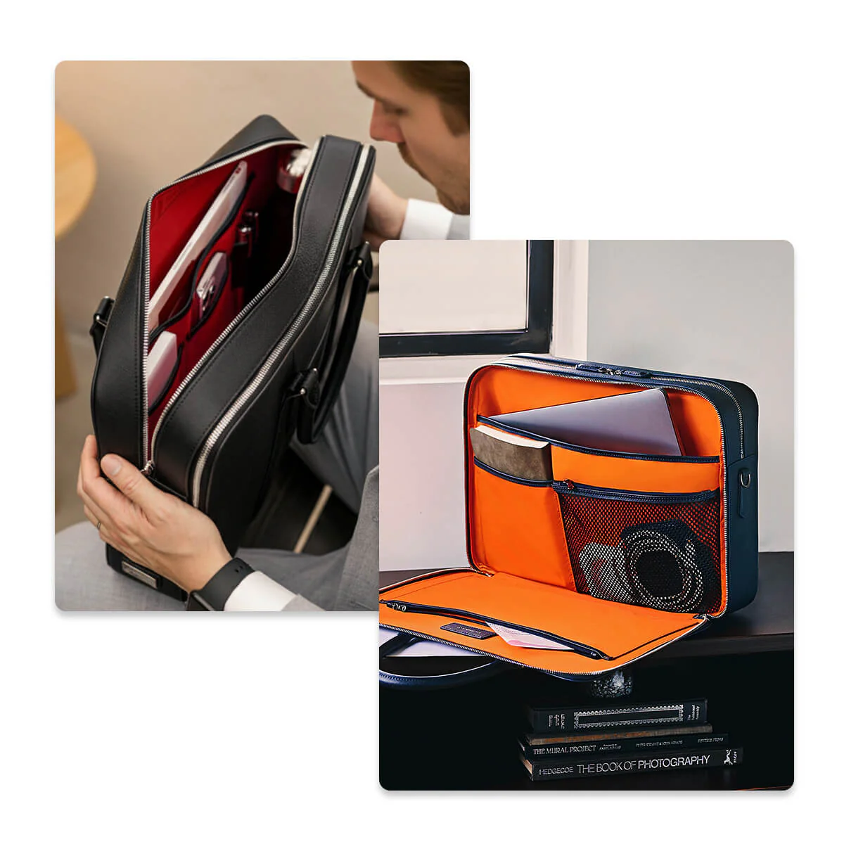 Manhattan Double-Zip Leather Briefcase - Image 17