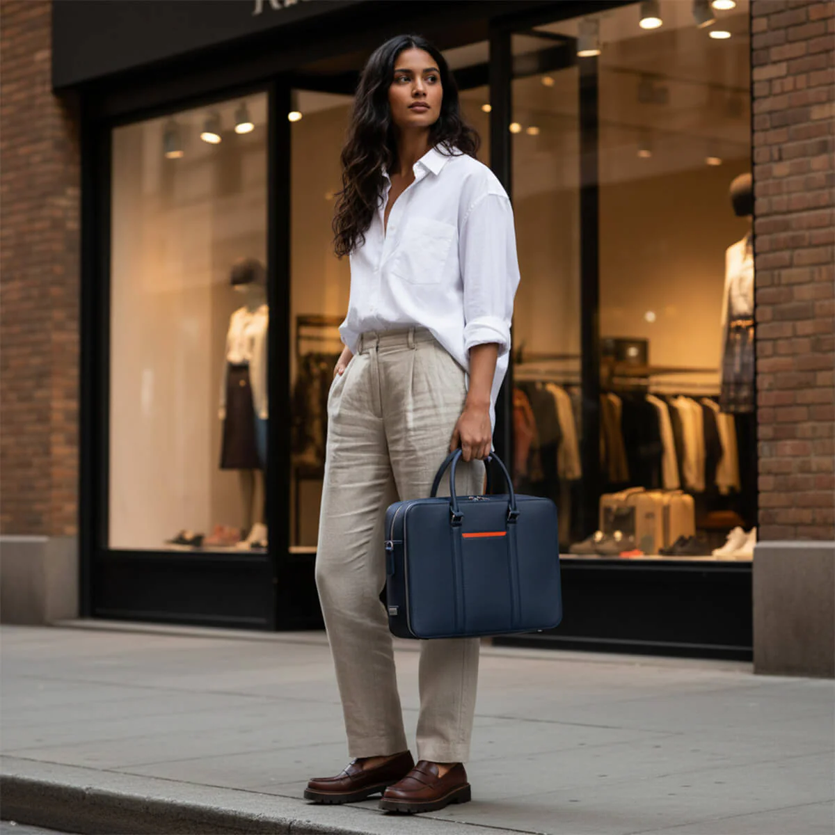 Manhattan Double-Zip Leather Briefcase - Image 30
