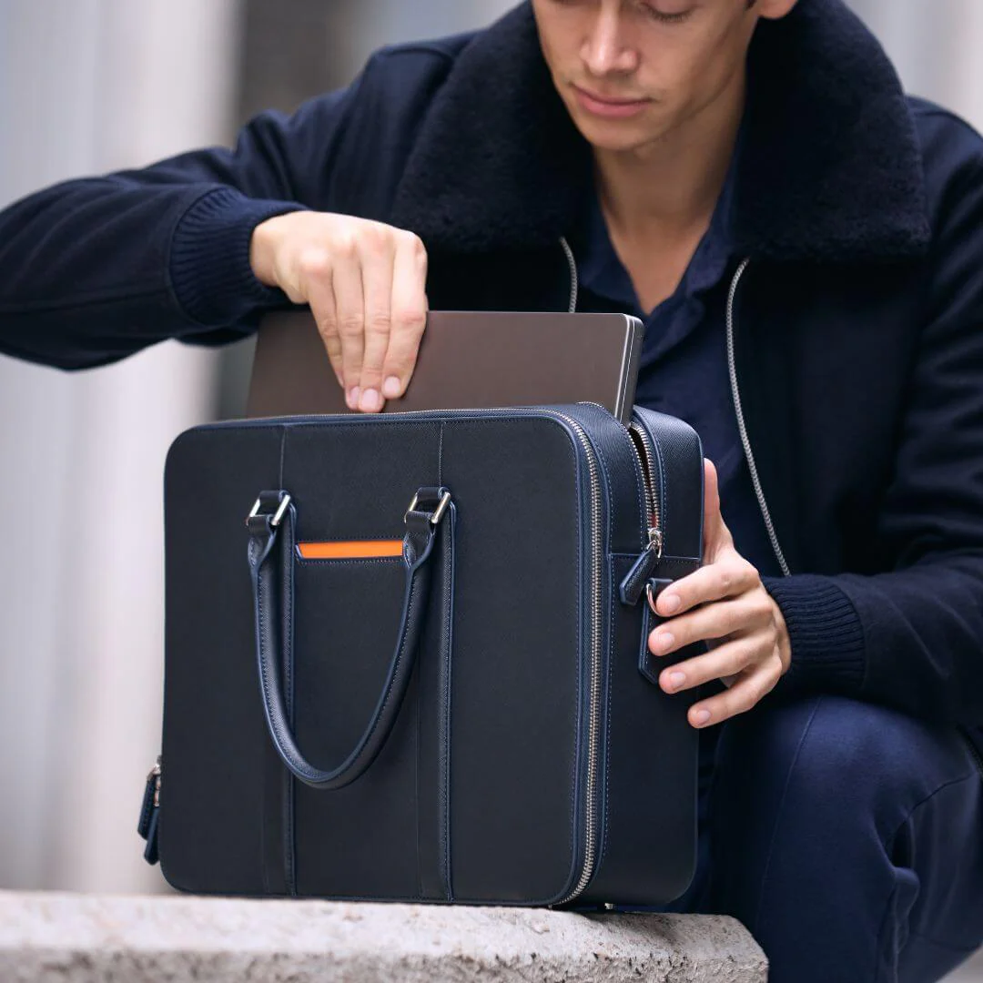 Manhattan Double-Zip Leather Briefcase - Image 47