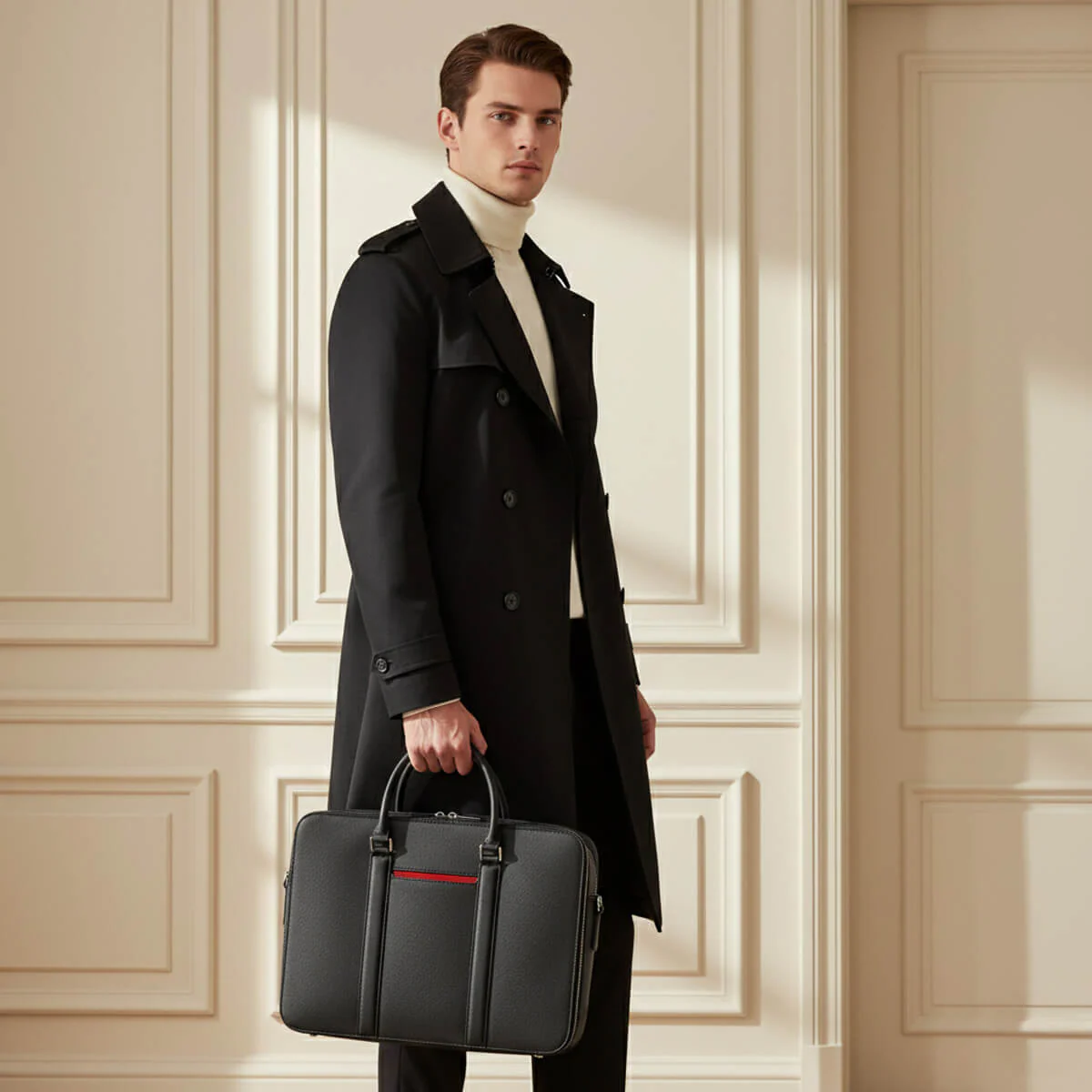 Manhattan Double-Zip Leather Briefcase - Image 49