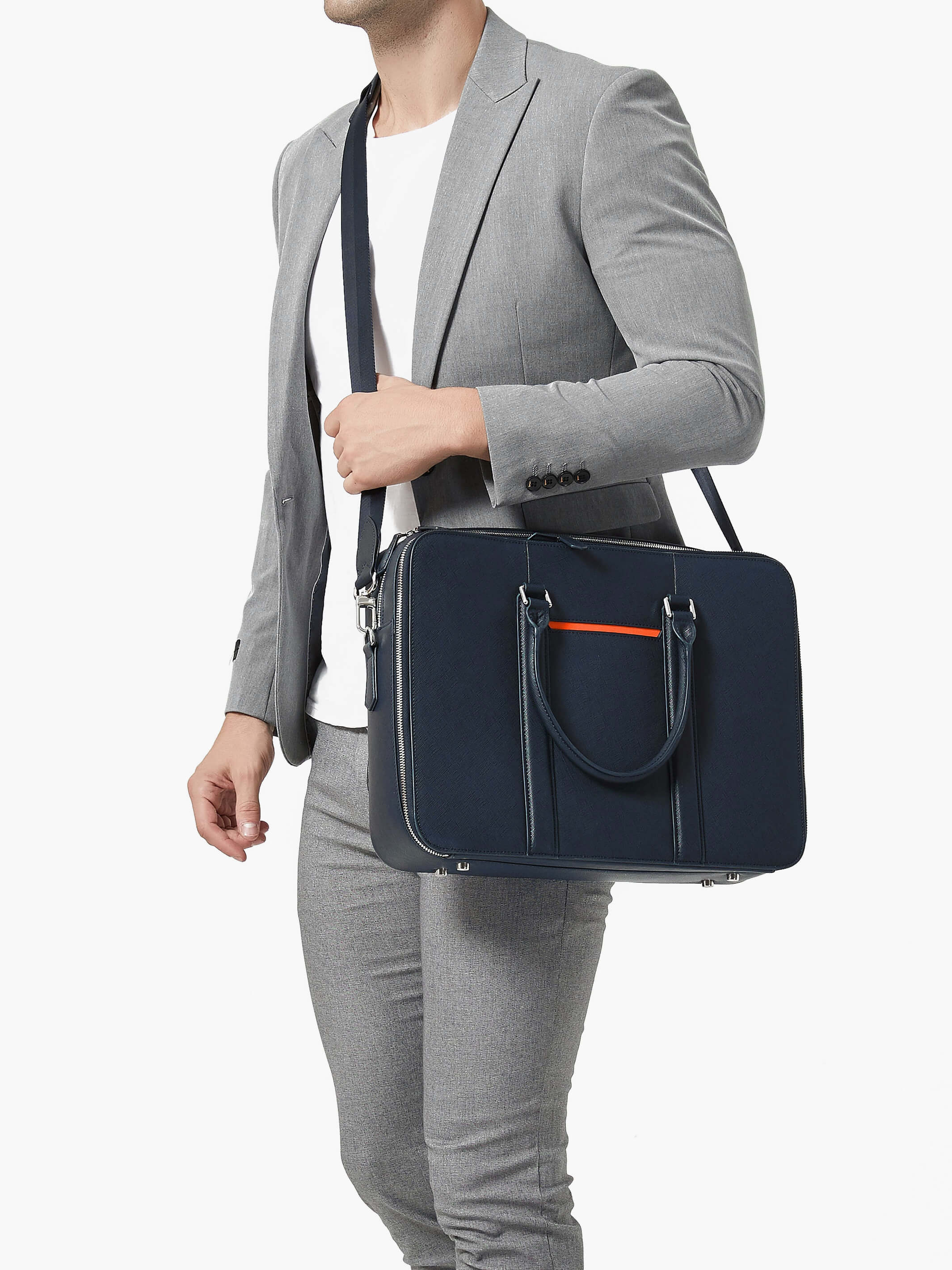 Manhattan Double-Zip Leather Briefcase - Image 8