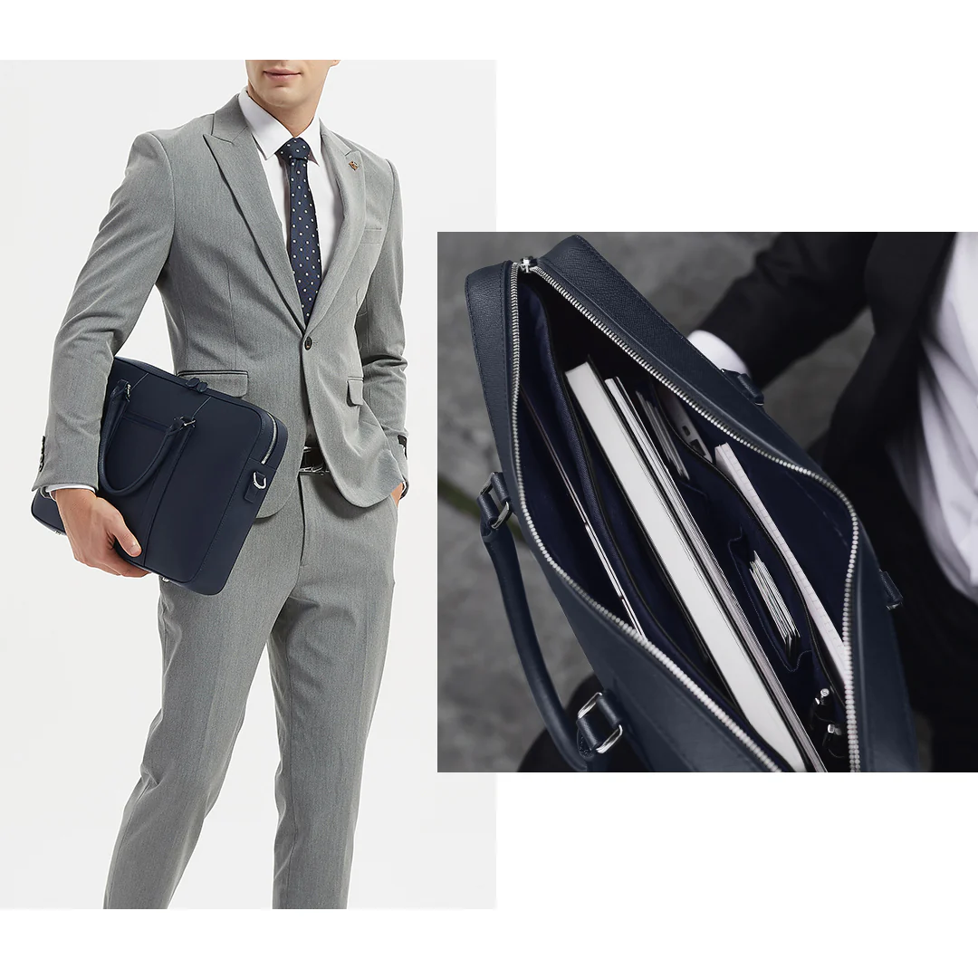 Manhattan Monochrome Leather Briefcase - Image 15