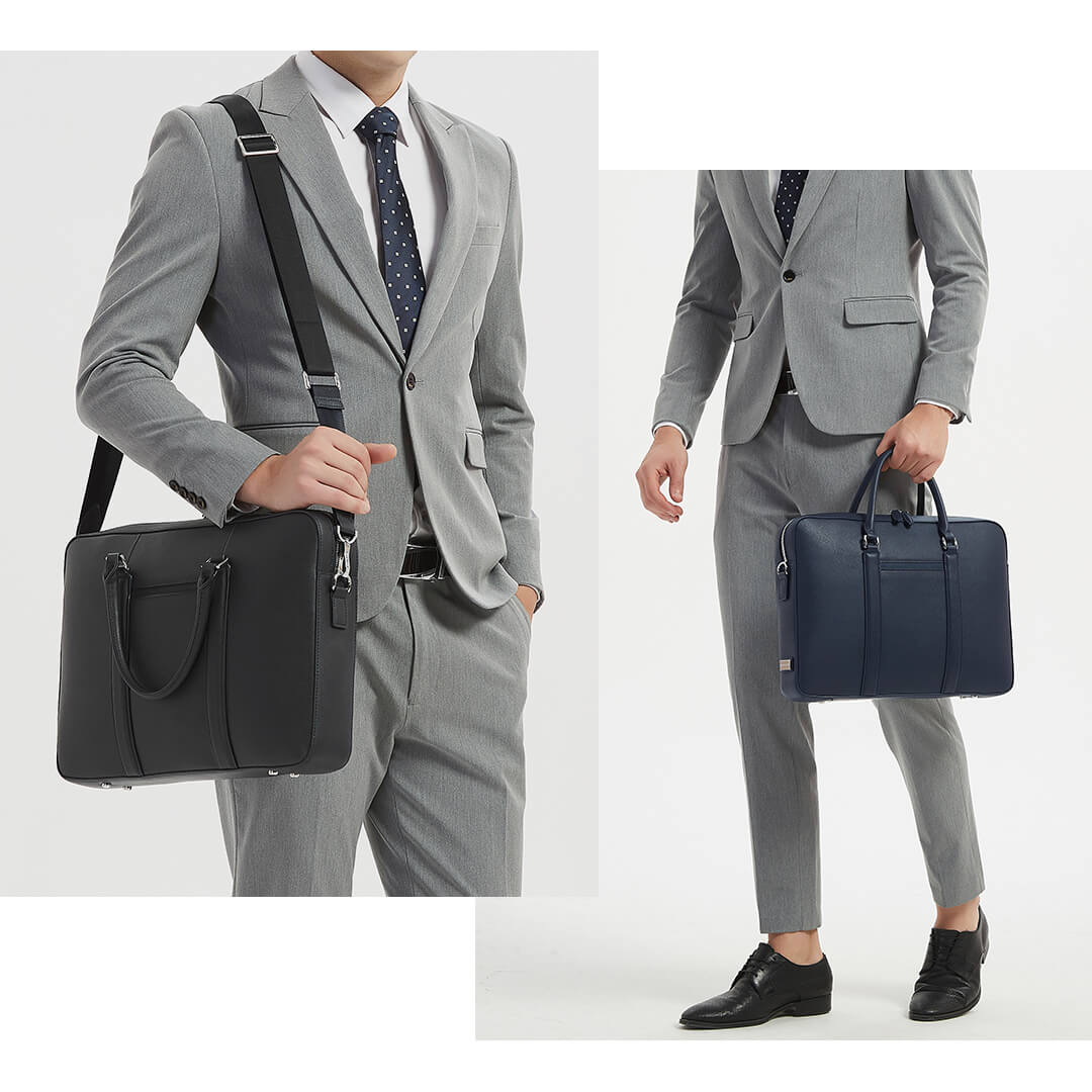 Manhattan Monochrome Leather Briefcase - Image 17