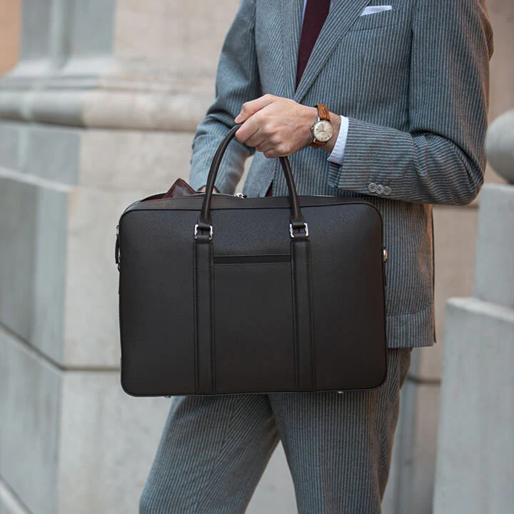 Manhattan Monochrome Leather Briefcase - Image 29