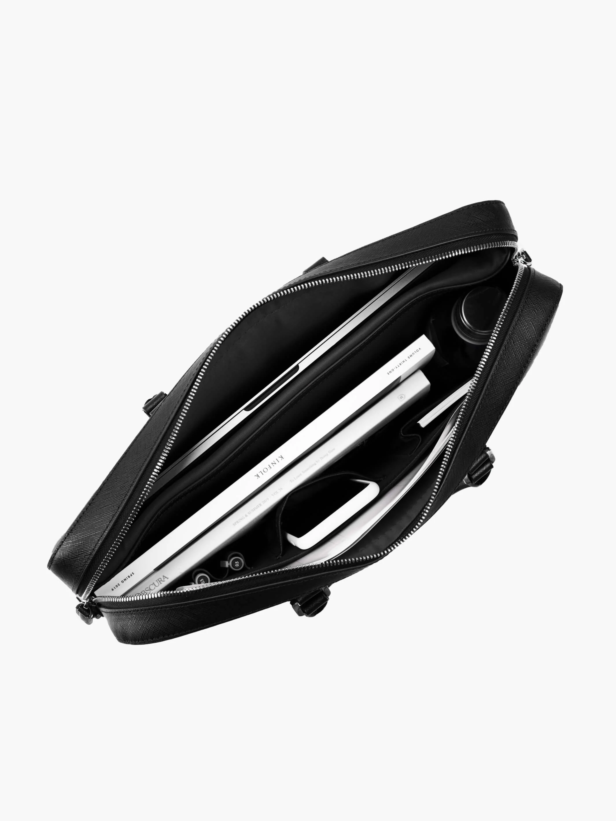 Manhattan Monochrome Leather Briefcase - Image 3