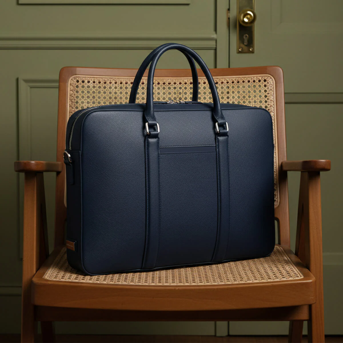 Manhattan Monochrome Leather Briefcase - Image 30