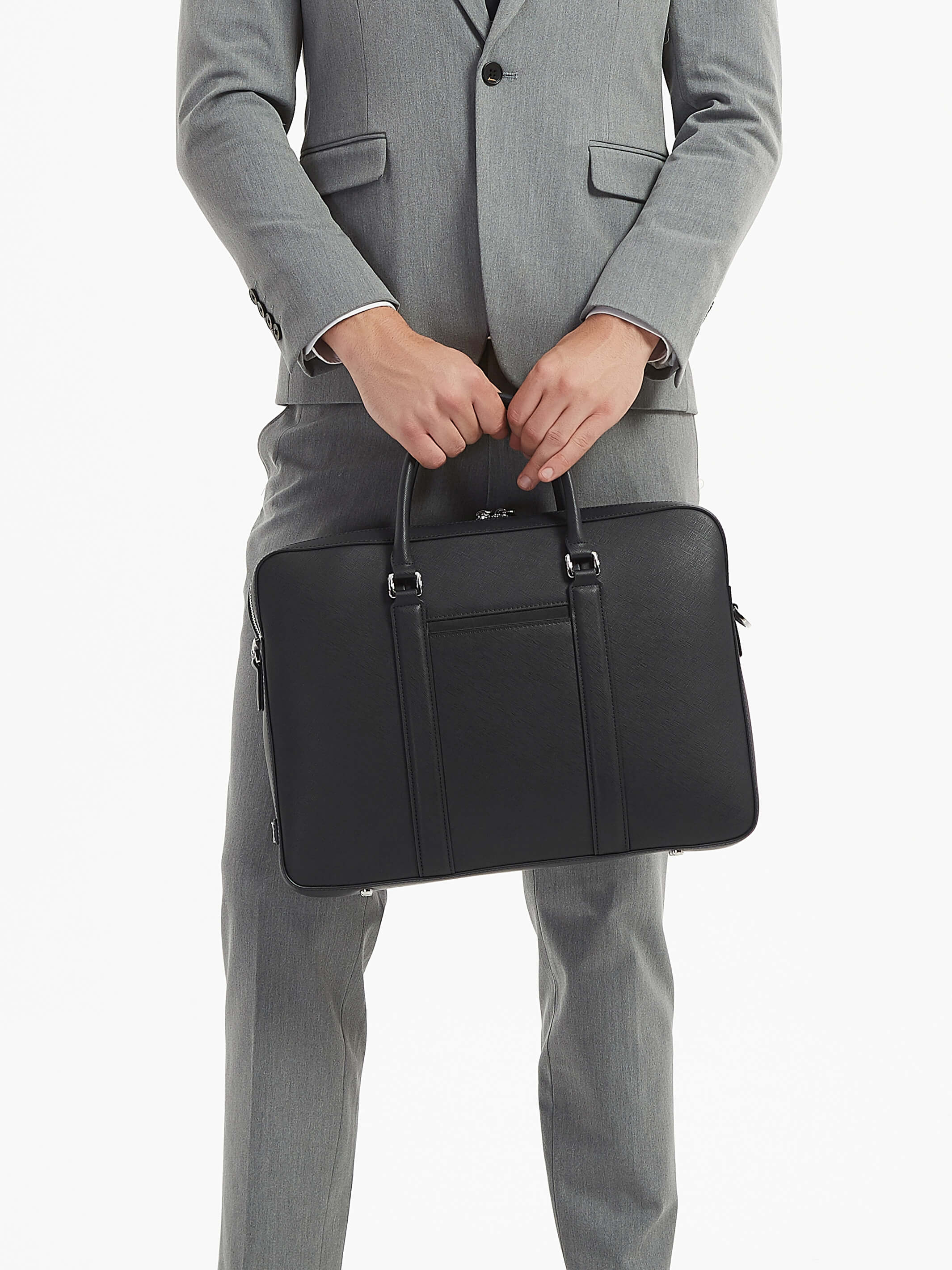 Manhattan Monochrome Leather Briefcase - Image 8