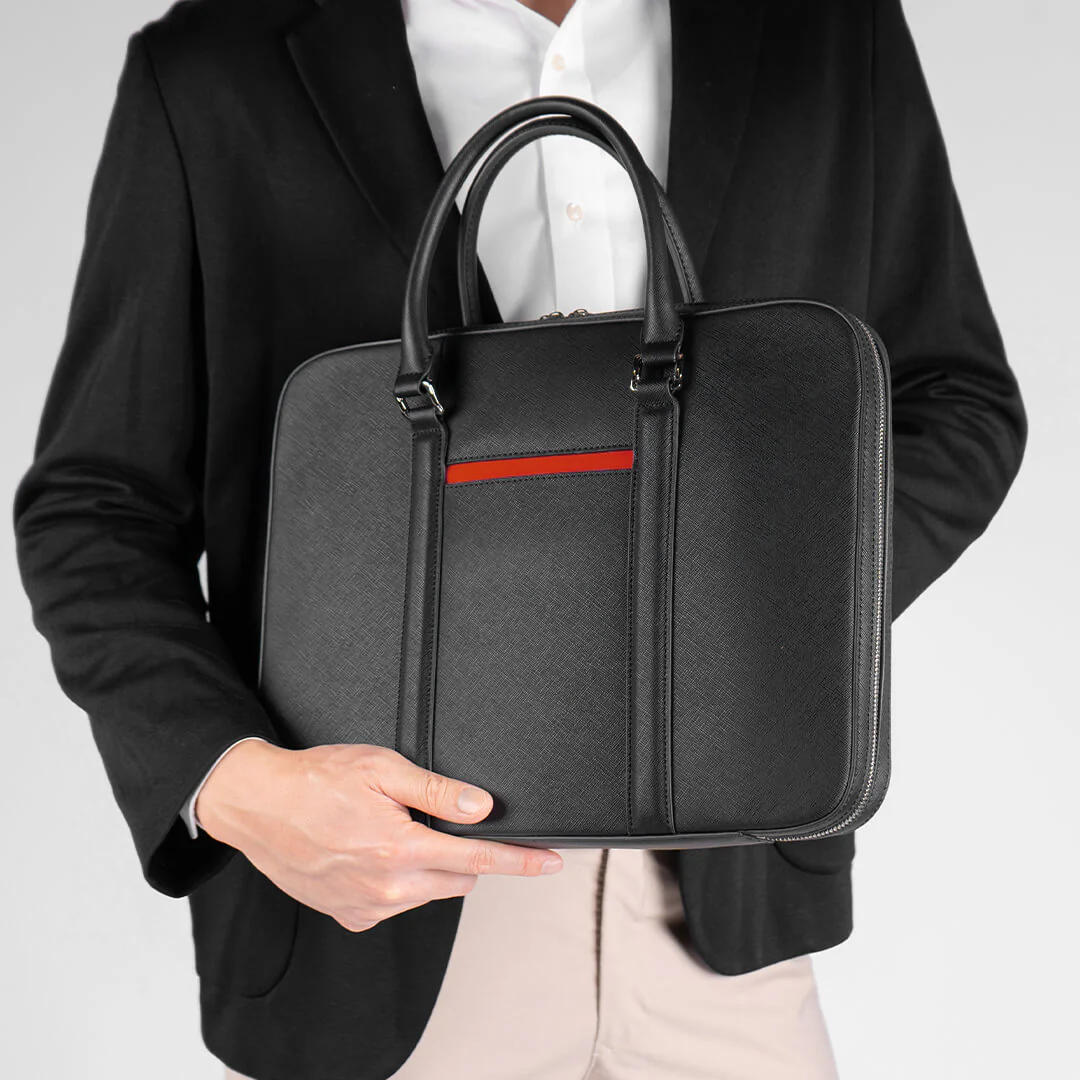 Manhattan Slim Leather Briefcase - Image 21
