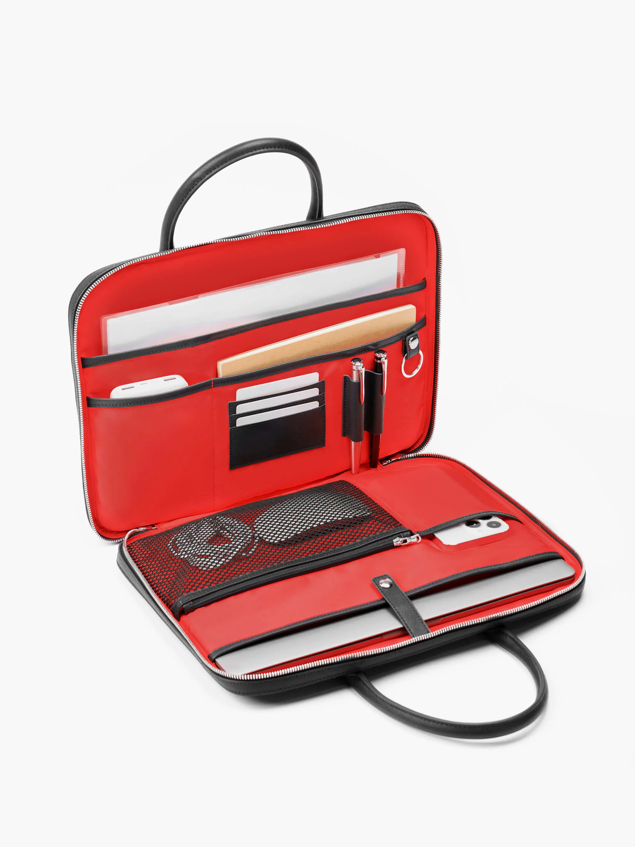 Manhattan Slim Leather Briefcase - Image 3