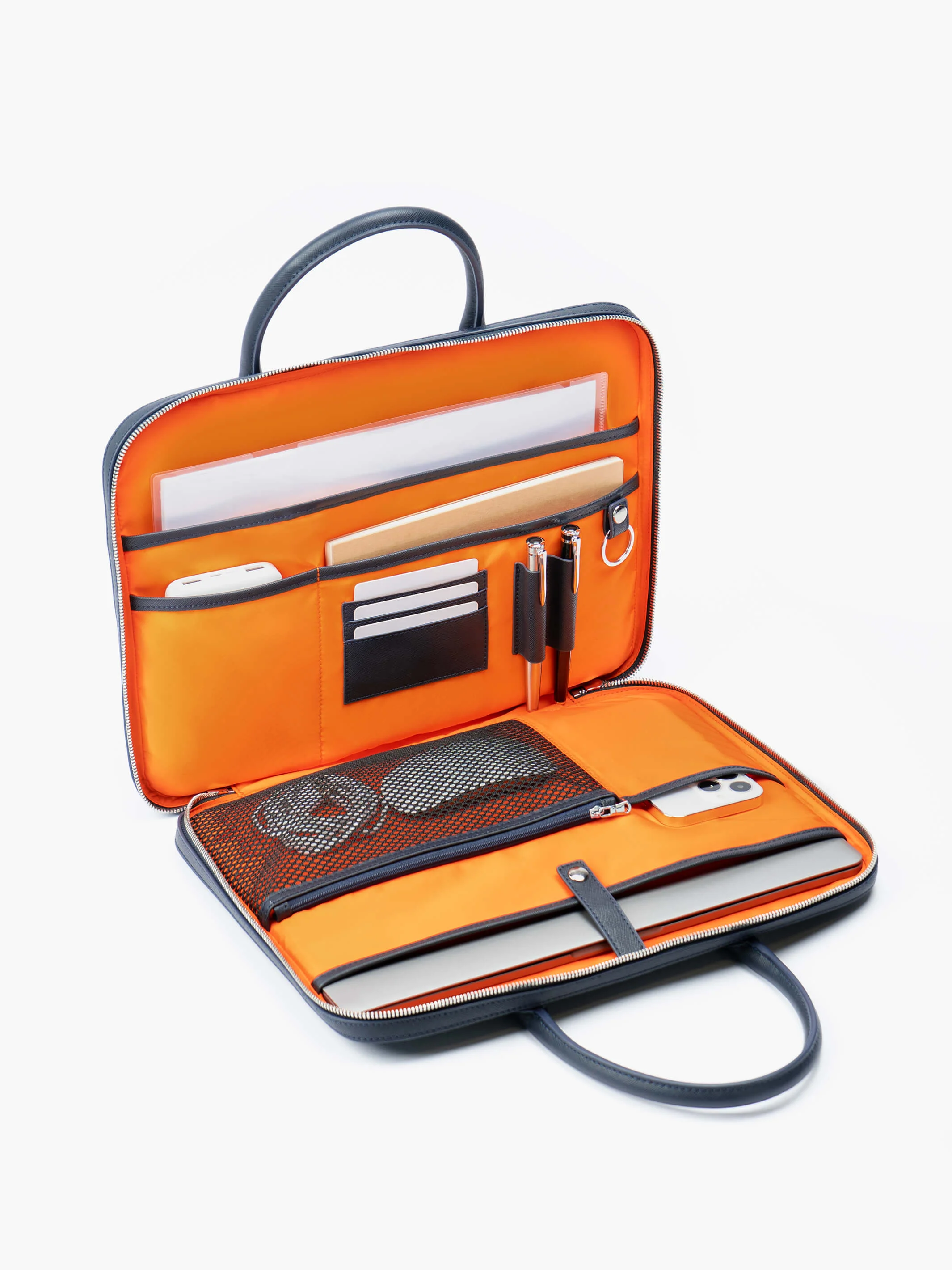 Manhattan Slim Leather Briefcase - Image 9