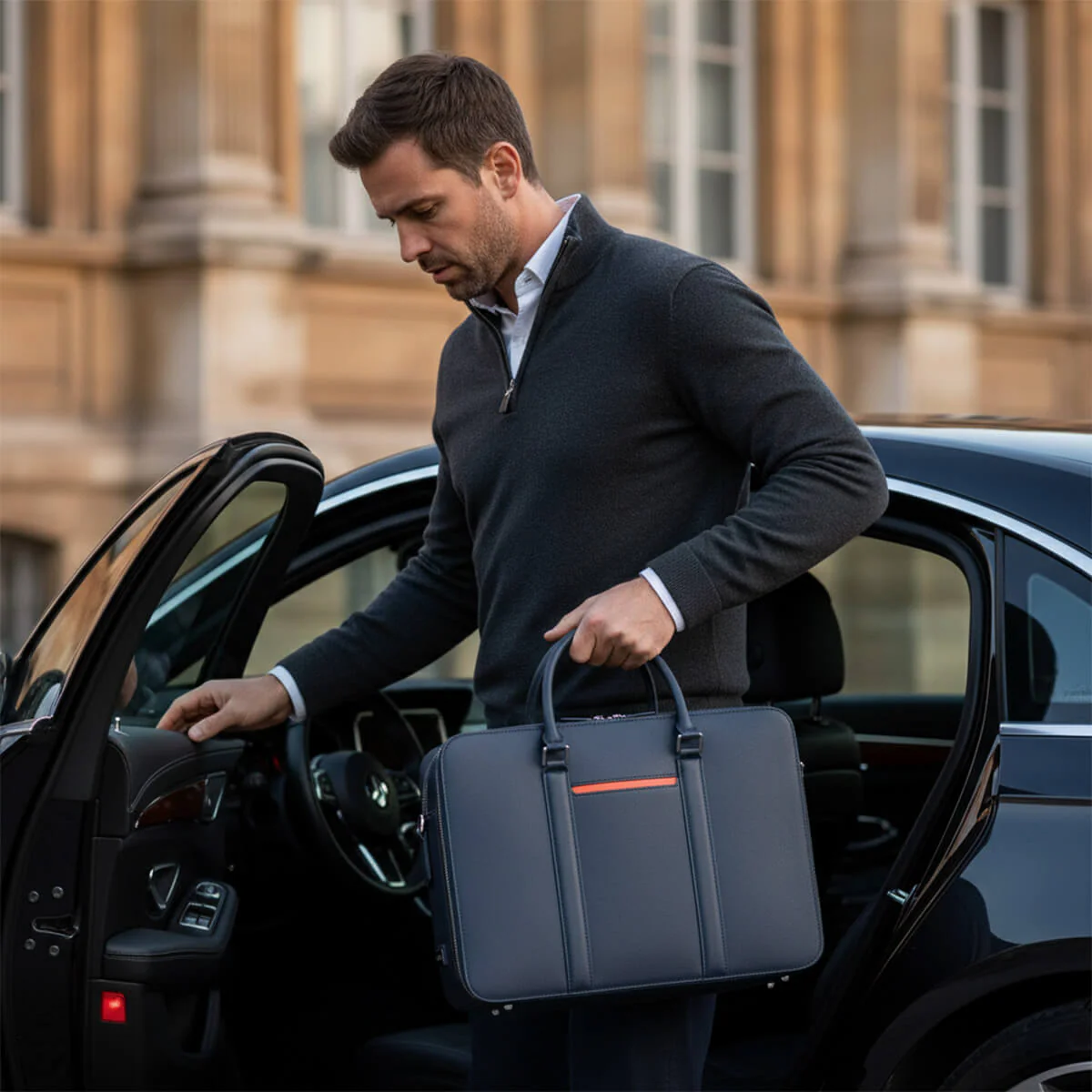 Manhattan Double-Zip Leather Briefcase - Image 23