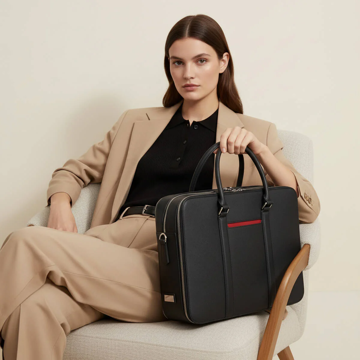 Manhattan Double-Zip Leather Briefcase - Image 24